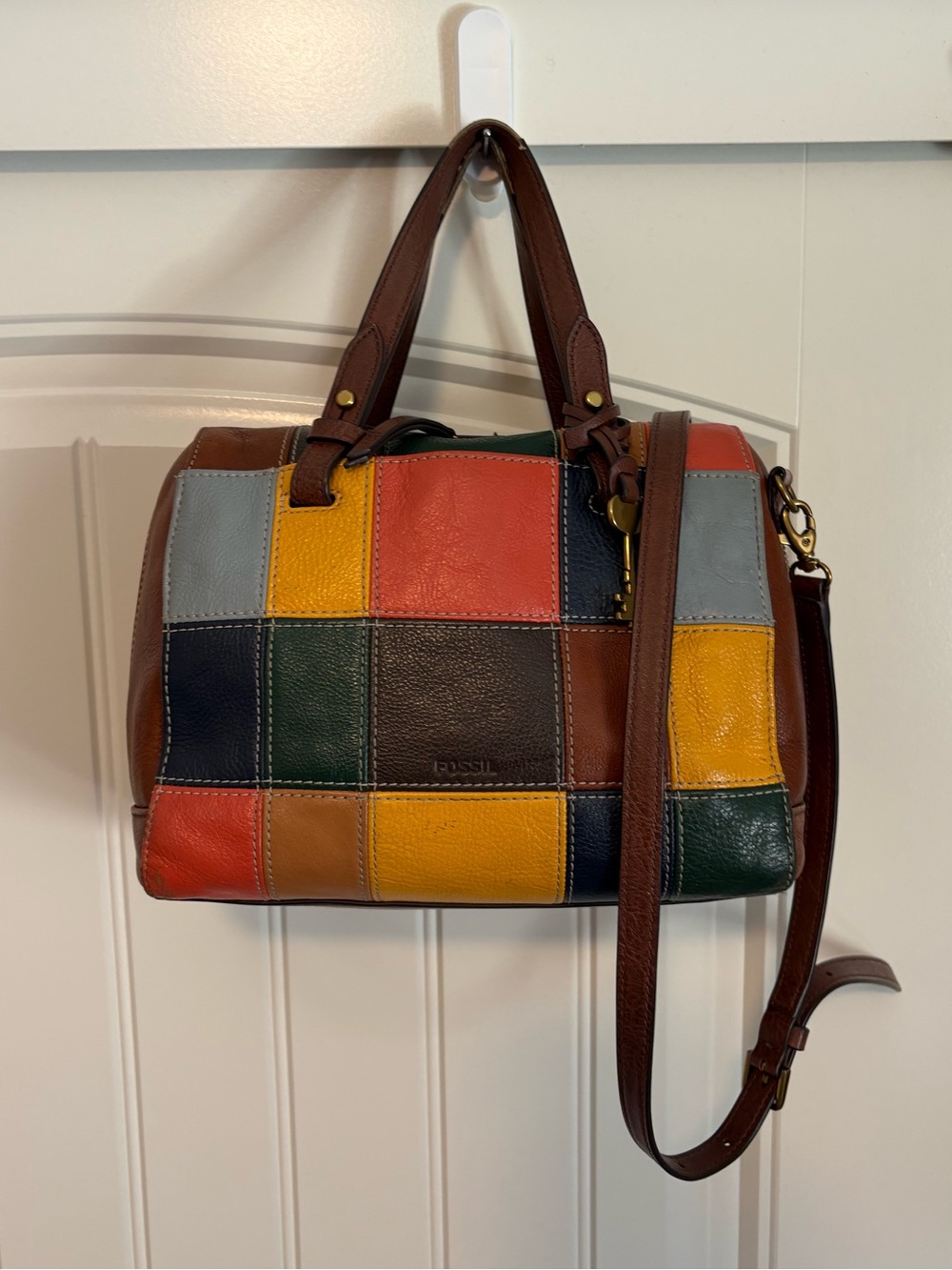 Fossil Sydney satchel leather patchwork Y2K 2000’s bag
